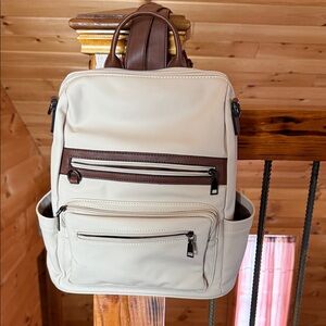 Stylish Cream and Brown Men's Backpack